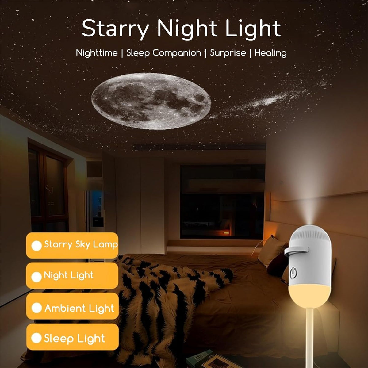 Galaxy Projector Night Light with 1 Projection Films, USB Powered Star Projector Lamp with Flexible Gooseneck, 360° Rotating Design, Adjustable Brightness for Bedroom, Car, Desk and Room Decor (BUY 1 GET 1 FREE)