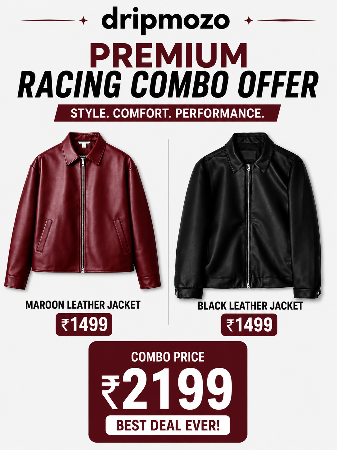 Product Title
Premium Leather Combo – Maroon Leather Jacket + Black Leather Jacket | Combo Offer