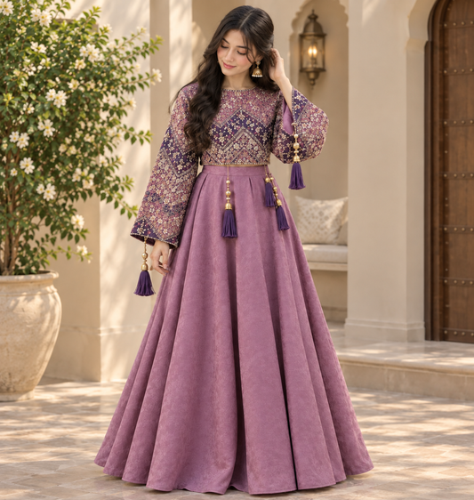 Women’s Printed Crop Top & Flared Skirt Set