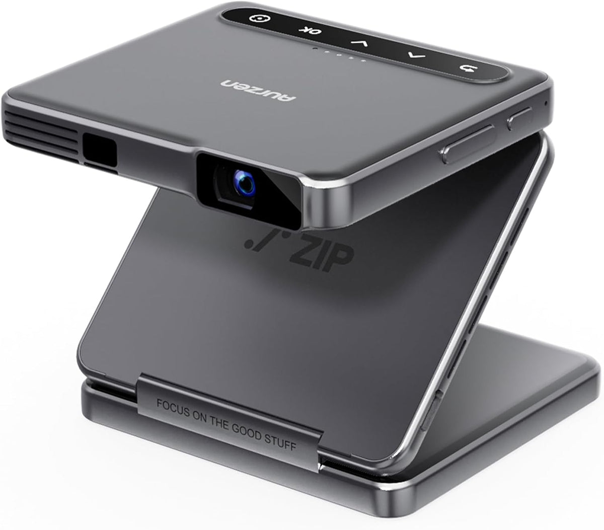 ZIP Projector, Ultra Lightweight 9.8 oz 280 g, Compact Short Focus, Trifold, DLP, 720P, 1080P, Autofocus, Auto Keystone Correction, Mirroring, Bluetooth 5.4 Compatible, Ceiling Projection