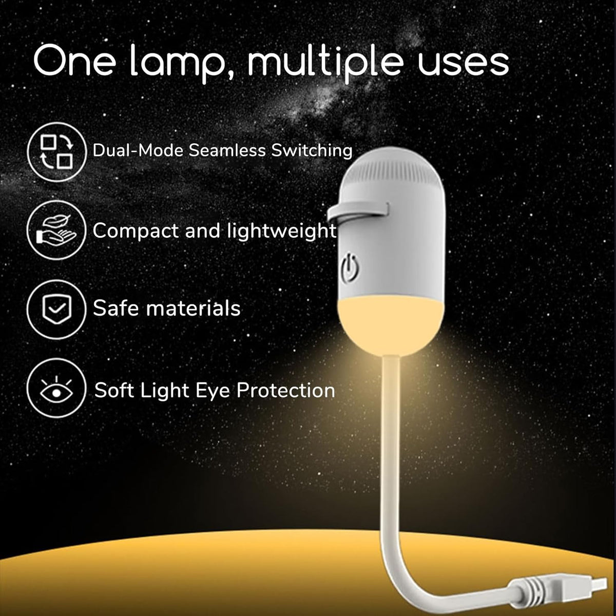 Galaxy Projector Night Light with 1 Projection Films, USB Powered Star Projector Lamp with Flexible Gooseneck, 360° Rotating Design, Adjustable Brightness for Bedroom, Car, Desk and Room Decor (BUY 1 GET 1 FREE)