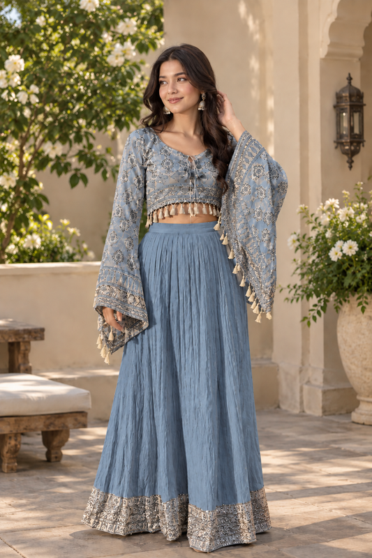 Women’s Printed Crop Top & Flared Skirt Set