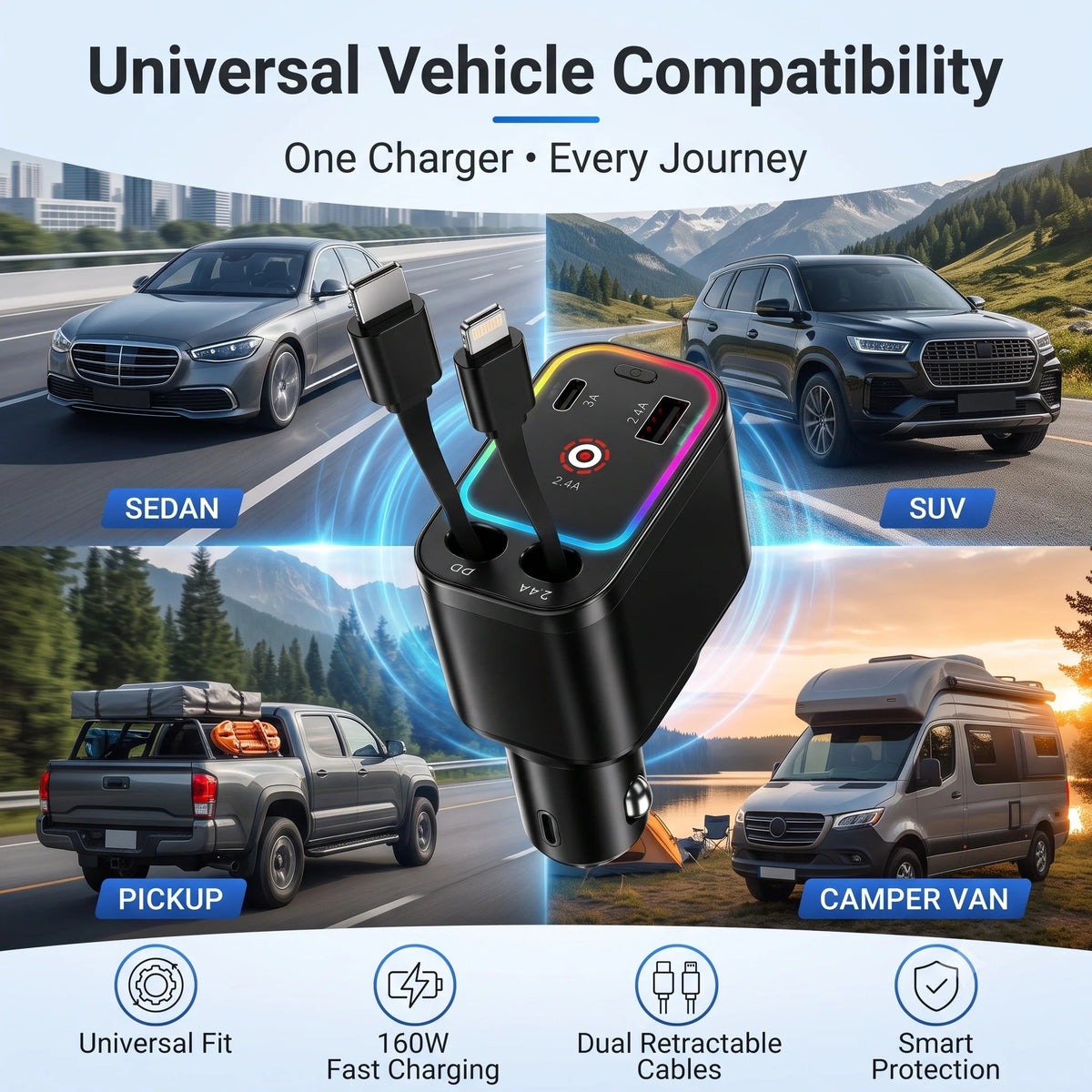 CarChargePro™ – 4-in-1 Fast Car Charger (BUY 1 GET 1 FREE)