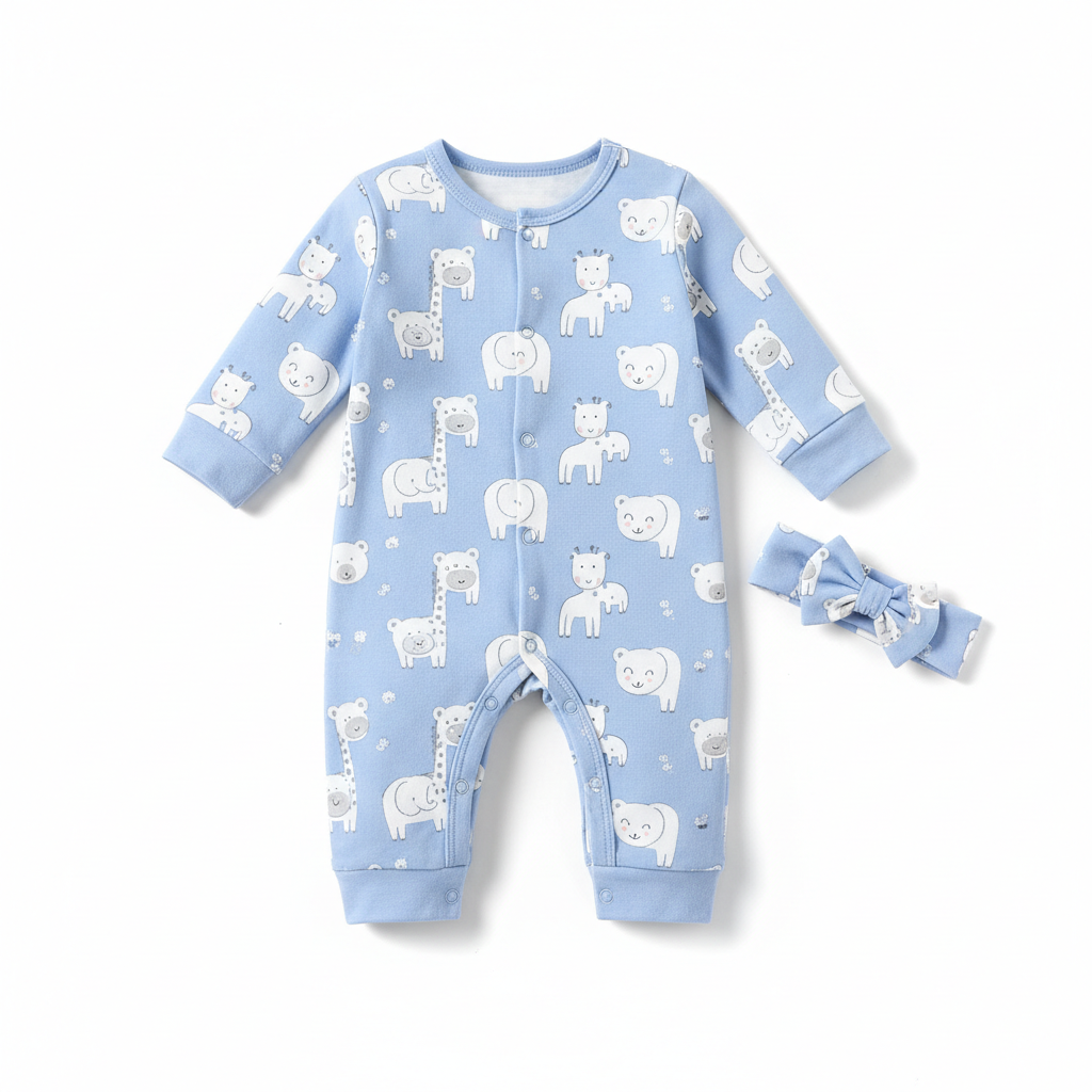 Cute Long Sleeve Baby Romper Set