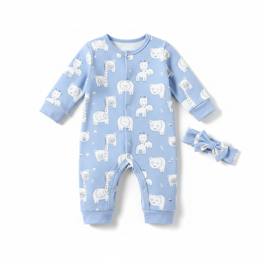 Cute Long Sleeve Baby Romper Set