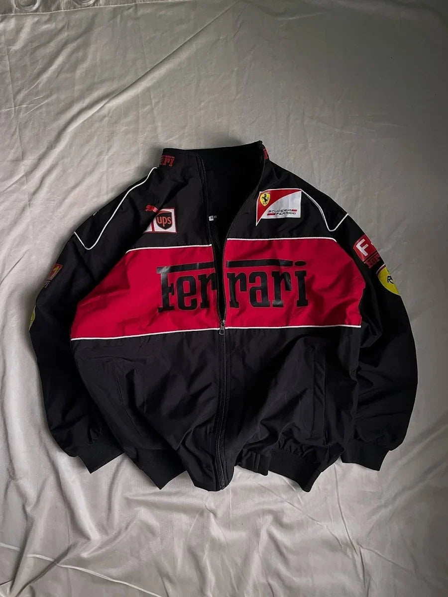 DripMozo black Ferrari Inspired Racing Jacket | Premium Motorsport Streetwear
