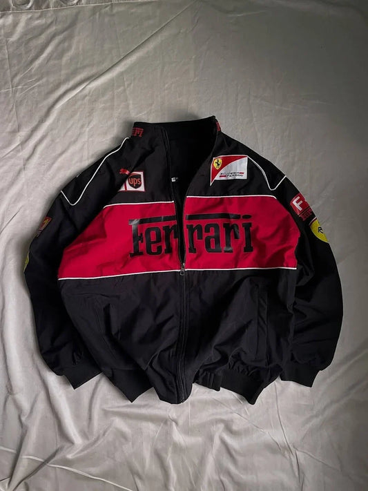 DripMozo black Ferrari Inspired Racing Jacket | Premium Motorsport Streetwear